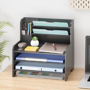 Bamboo Desk Organizer Mail Holder Contertop Tray Tresher منظم لرسالة المكتب تخزين ملف الورق الورقي للمدرسة لوازم المكاتب الرئيسية للمدرسة