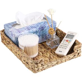 Btsky متعددة الأغراض A4 File Tray Natural Water Hyacinth Desk Tray Organizer منسوجة الحرف الحجم المستندات المكتبية وثائق مجلة Magazine Files Storage Storage Bin