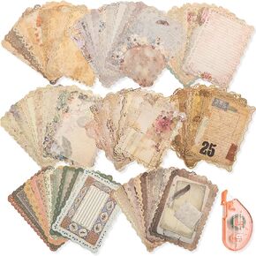 لوازم سجلات القصاصات القديمة ، 80 ورقة من الدانتيل الدانتيل ، ورقة قرطاسية القرطاسية ذات الأشرطة المزدوجة على الوجهين لصنع اليومية غير المرغوب