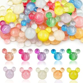 Resin Mouse Head Flatback Charms Decor - 50Pcs Resin Mouse Head Craft Embellishment Cute Mouse Charms Beads Cabochons for DIY Scrapbooking Hair Clip Crafts Phone Case Nail Art Making