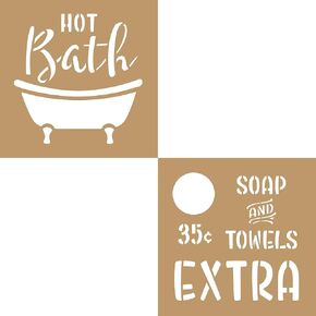 DECO ART STENCIL 8"X8" 2PKG BATH TIME