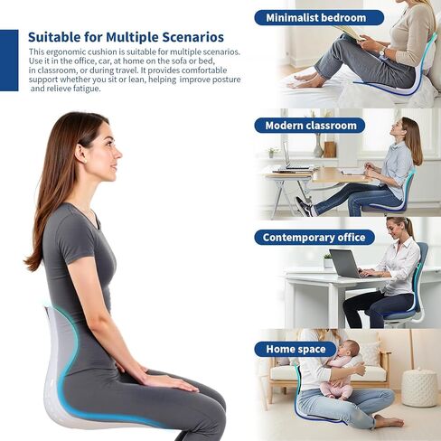 Ergonomic Back Support for Office Chair Cushion with Lumbar Pillow - Posture Corrector for Desk Chairs, Comfortable Memory Foam Seat Cushion for Lower Back Pain Relief (Black) in Saudi Arabia