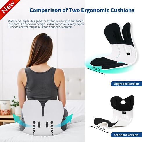 Ergonomic Back Support for Office Chair Cushion with Lumbar Pillow - Posture Corrector for Desk Chairs, Comfortable Memory Foam Seat Cushion for Lower Back Pain Relief (Black) in Saudi Arabia