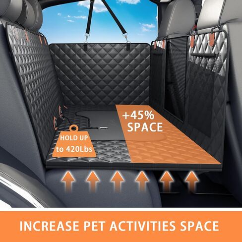 Dog Car Seat Cover Back Seats Protector, Backseat Extender Hard Bottom Rear Seat Pet Cover for Dogs, Waterproof Carseat Covers Dog Hammock Travel Accessories for Car,SUV,Truck in Saudi Arabia