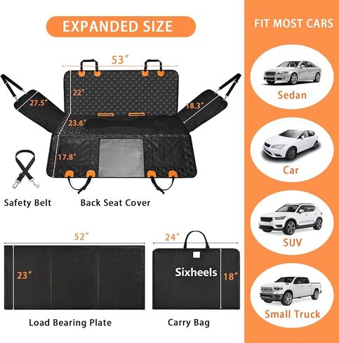 Dog Car Seat Cover Back Seats Protector, Backseat Extender Hard Bottom Rear Seat Pet Cover for Dogs, Waterproof Carseat Covers Dog Hammock Travel Accessories for Car,SUV,Truck in Saudi Arabia
