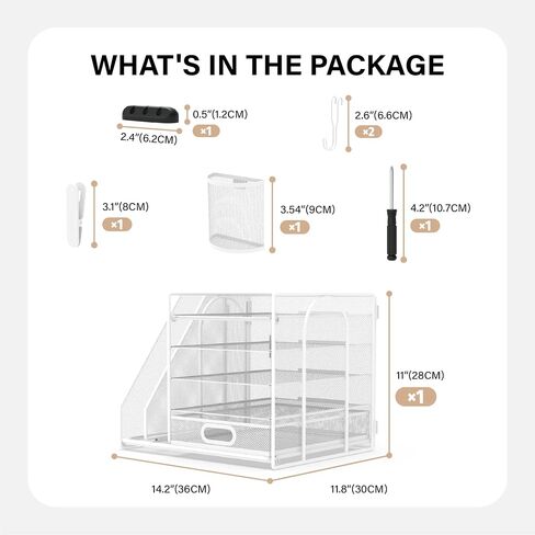 HUHOLE Mesh Desk Organizer with File Holder, 5-Tier Paper Letter Tray Organizer with File Clip, USB Clip, Wire Desk Accessories & Workspace Organizers for Office Supplies or School Supplies in Saudi Arabia