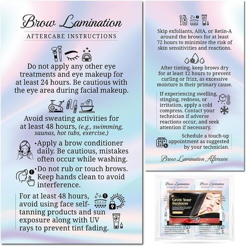 100 Pack - Premium Brow Lamination Aftercare Cards Black 2x3.5" - High-Resolution Printing Professional Esthetician Salon Supplies for Artist Client Eyebrow Appointment Reminder in Saudi Arabia