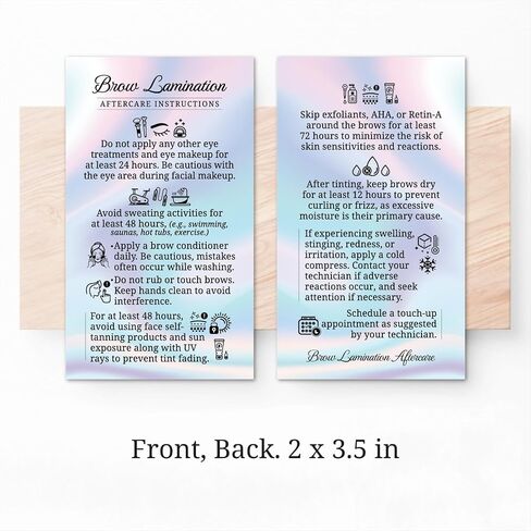 100 Pack - Premium Brow Lamination Aftercare Cards Black 2x3.5" - High-Resolution Printing Professional Esthetician Salon Supplies for Artist Client Eyebrow Appointment Reminder in Saudi Arabia
