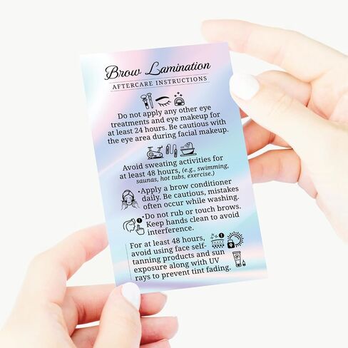 100 Pack - Premium Brow Lamination Aftercare Cards Black 2x3.5" - High-Resolution Printing Professional Esthetician Salon Supplies for Artist Client Eyebrow Appointment Reminder in Saudi Arabia