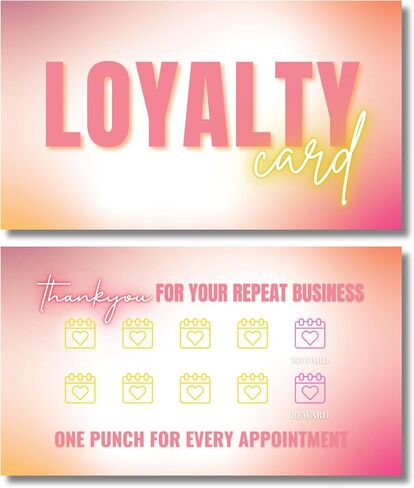Beauty Business Loyalty Card, 10-Punch Reward System, Business Card size, 55 cards, full color high gloss front and back, UV coated, Modern design, create your own reward (Black and Hot pink) in Saudi Arabia