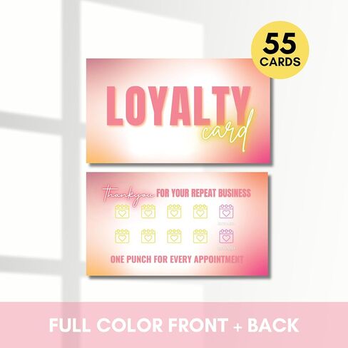 Beauty Business Loyalty Card, 10-Punch Reward System, Business Card size, 55 cards, full color high gloss front and back, UV coated, Modern design, create your own reward (Black and Hot pink) in Saudi Arabia