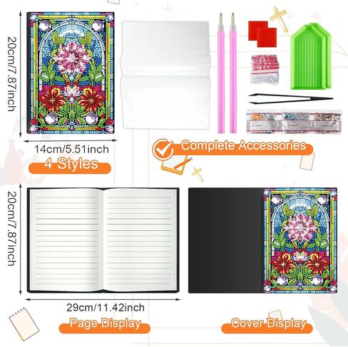 Josongslax Diamond Art Kits for Teens, 4 Pack 5D Gem Dots Art Journals Painting A5 Notebooks for Kids 8-12, DIY Crafts Kit for Adult Women,Birthday Christmas Gifts for Girls and Boys 9-13,13-18 in Saudi Arabia