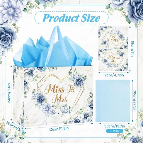 Yomaiha Bridal Shower Gift Bag Wedding Miss to Mrs Gifts Bag with Tissue and Card Bridal Shower Gift Wrapping Paper Bag Floral Boho Wedding Gift Bags Bride Engagement Bachelorette Party Bag in Saudi Arabia