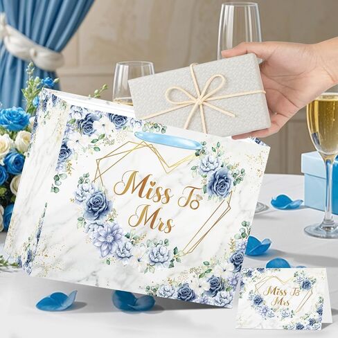 Yomaiha Bridal Shower Gift Bag Wedding Miss to Mrs Gifts Bag with Tissue and Card Bridal Shower Gift Wrapping Paper Bag Floral Boho Wedding Gift Bags Bride Engagement Bachelorette Party Bag in Saudi Arabia
