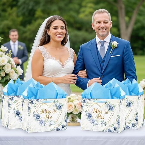 Yomaiha Bridal Shower Gift Bag Wedding Miss to Mrs Gifts Bag with Tissue and Card Bridal Shower Gift Wrapping Paper Bag Floral Boho Wedding Gift Bags Bride Engagement Bachelorette Party Bag in Saudi Arabia