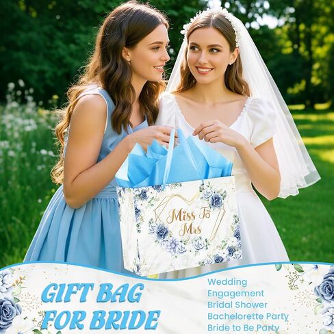 Yomaiha Bridal Shower Gift Bag Wedding Miss to Mrs Gifts Bag with Tissue and Card Bridal Shower Gift Wrapping Paper Bag Floral Boho Wedding Gift Bags Bride Engagement Bachelorette Party Bag in Saudi Arabia