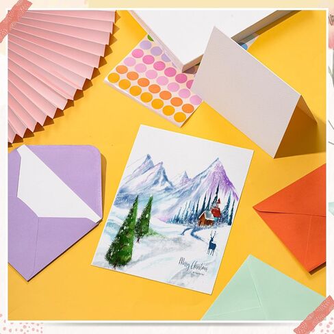 MotiMind 50 Sets Watercolor Cards with Envelopes, 140 Lb/300 GSM Paper Pure Cotton, 5 x 7 Inch Foldable Blank Watercolor Postcards for DIY Mother's Day Thank Notes Greeting Cards Invitations Birthday in Saudi Arabia