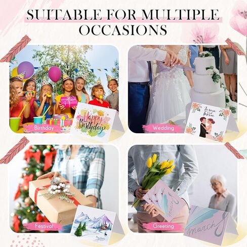 MotiMind 50 Sets Watercolor Cards with Envelopes, 140 Lb/300 GSM Paper Pure Cotton, 5 x 7 Inch Foldable Blank Watercolor Postcards for DIY Mother's Day Thank Notes Greeting Cards Invitations Birthday in Saudi Arabia
