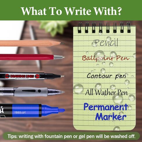 10 Pack Waterproof Notebook, 3x5 inch Pocket Notepad, All Weather Pocket Notebook, Write in The Rain Mini Spiral Notepad with Grid, Steno Memo Pads for Outdoor, Office, School (Green) in Saudi Arabia