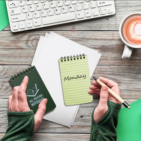 10 Pack Waterproof Notebook, 3x5 inch Pocket Notepad, All Weather Pocket Notebook, Write in The Rain Mini Spiral Notepad with Grid, Steno Memo Pads for Outdoor, Office, School (Green) in Saudi Arabia