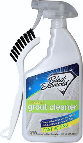 Black Diamond Ultimate Grout Cleaner: أفضل منظف للبلاط والسيراميك والخزف وخالي من الأنظف العميق والبقع الخالي من الأحماض الرخامية. (1-Quart/1-brush) in Kuwait