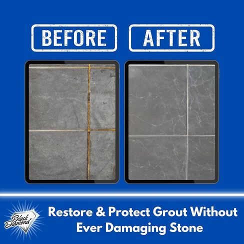 Black Diamond Ultimate Grout Cleaner: أفضل منظف للبلاط والسيراميك والخزف وخالي من الأنظف العميق والبقع الخالي من الأحماض الرخامية. (1-Quart/1-brush) in Kuwait