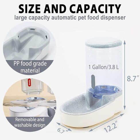 kathson Automatic Replenish Dog Food Dispenser Station,Easily Clean,1 Gallon Gravity Feeder Cat Eating Bowl,Large Capacity Pet Self Feeding for Dogs, Cats Small Pets Puppy Kitten Rabbit Bunny in Saudi Arabia