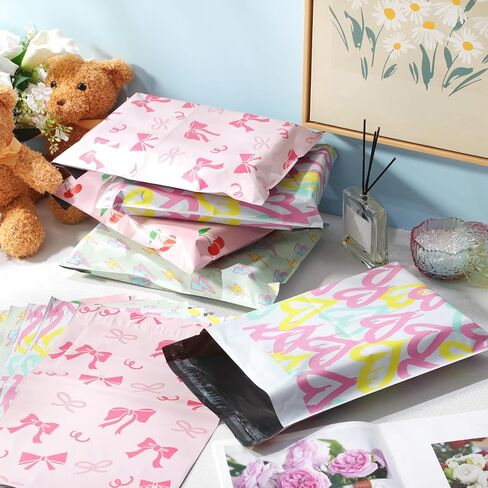 160 Pcs Cute Poly Mailers Bulk 10 x 13 Inch Fancy Daisies Shipping Bags Bubble Mailers Cute Shipping Bags Spring Colors Chrysanthemum Printed Packaging Bags for Small Business in Saudi Arabia