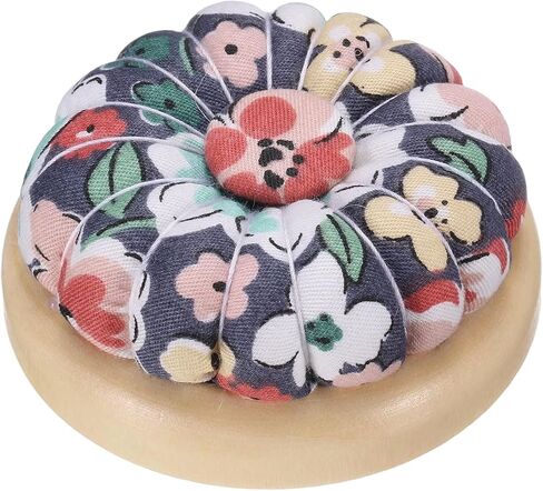 HARFINGTON Pin Cushions Sewing Cute Needle Japanese Style Cushion Needle Holder Pincushions Magnetic Top Wooden Base for Sewing Quilting Needlework DIY Crafts, Floral Dark Blue in Saudi Arabia