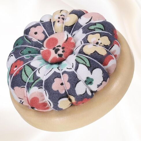 HARFINGTON Pin Cushions Sewing Cute Needle Japanese Style Cushion Needle Holder Pincushions Magnetic Top Wooden Base for Sewing Quilting Needlework DIY Crafts, Floral Dark Blue in Saudi Arabia