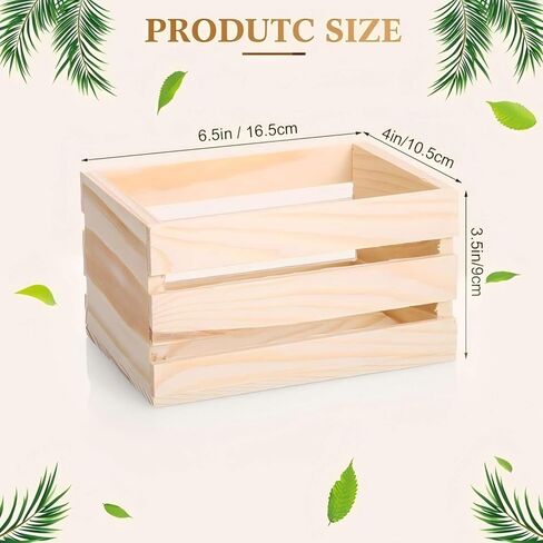 Roowest 12 Pcs 6.5'' Small Wooden Crates for Crafts Unfinished Wood Crate Wood Basket Unfinished Wood Craft for Display Home Bathroom Arts Milk Wine Towel Toys in Kuwait