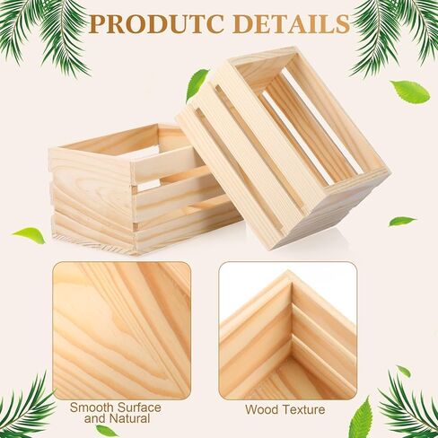 Roowest 12 Pcs 6.5'' Small Wooden Crates for Crafts Unfinished Wood Crate Wood Basket Unfinished Wood Craft for Display Home Bathroom Arts Milk Wine Towel Toys in Kuwait