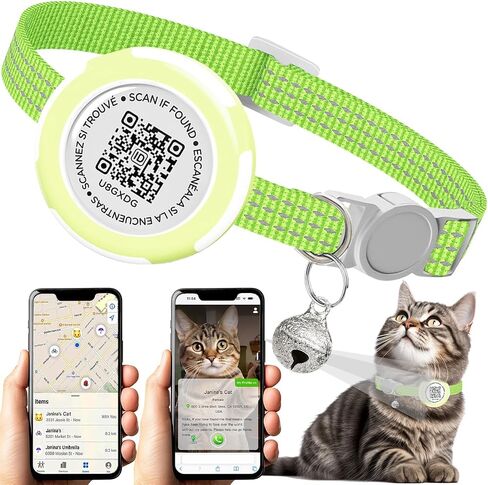 Waterproof Airtag Cat Collar, Lightweight Breakaway Cat Airtag Collar with QR ID Tag & Reflective for Apple Air tag, Hidden GPS Tracker Holder with QR Code Pet Name Tag for Cats, Kittens (9-13inch) in Saudi Arabia