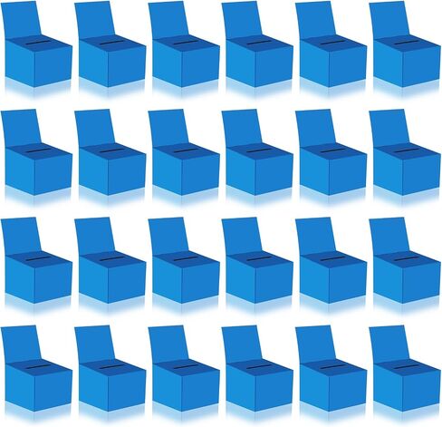 24 Pcs Raffle Boxes Cardboard Box with Slot for Ticket and Removable Header, 6.5 x 4.5 x 4.5 Inch Ballot Box Donation Box Charity Box for Collecting Business Card Voting Contest(Blue, 24 PCS) in Saudi Arabia