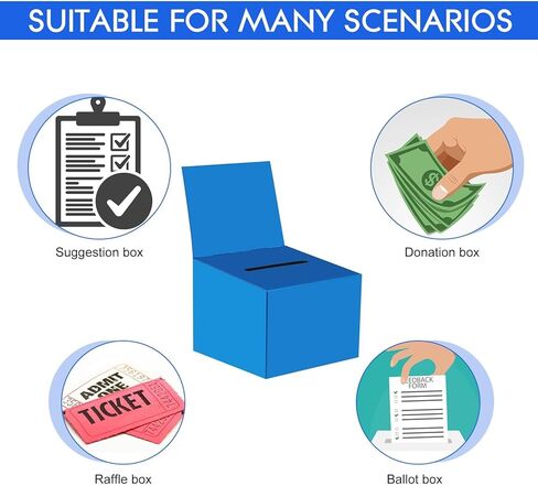 24 Pcs Raffle Boxes Cardboard Box with Slot for Ticket and Removable Header, 6.5 x 4.5 x 4.5 Inch Ballot Box Donation Box Charity Box for Collecting Business Card Voting Contest(Blue, 24 PCS) in Saudi Arabia