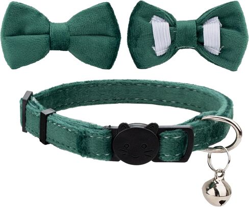 Cat Collar Soft Velvet with Bow Tie Bell Breakaway Safety Boy Girl Kitten Basic Pure Colors Male Female [1pc] Purple in Saudi Arabia
