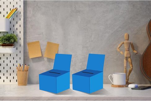 24 Pcs Raffle Boxes Cardboard Box with Slot for Ticket and Removable Header, 6.5 x 4.5 x 4.5 Inch Ballot Box Donation Box Charity Box for Collecting Business Card Voting Contest(Blue, 24 PCS) in Saudi Arabia