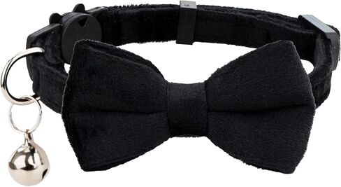 Cat Collar Soft Velvet with Bow Tie Bell Breakaway Safety Boy Girl Kitten Basic Pure Colors Male Female [1pc] Purple in Saudi Arabia