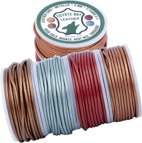 Coyote Bay® Leather Cord in Metallic Rust Red Color, 44 Yards Length, in 1.5mm and 2mm Thickness, for Jewelry Making, Crafts, Furniture, and Hobby Projects (Metallic Rust Red, 1.5 mm) in Kuwait