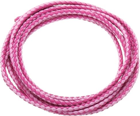 uxcell Braided Leather Cords, Round Leather Strap, Soft Jewelry Leather Rope for Jewelry Making, Tie Making, Necklaces (3mm, 2 Yards, Rose Red, Pink) in Saudi Arabia