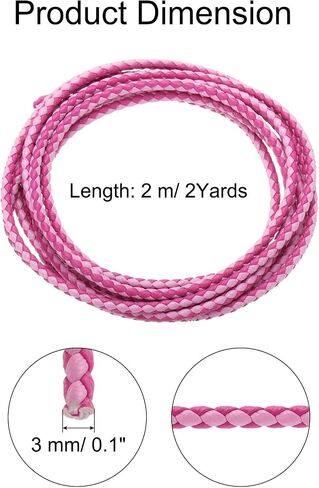 uxcell Braided Leather Cords, Round Leather Strap, Soft Jewelry Leather Rope for Jewelry Making, Tie Making, Necklaces (3mm, 2 Yards, Rose Red, Pink) in Saudi Arabia