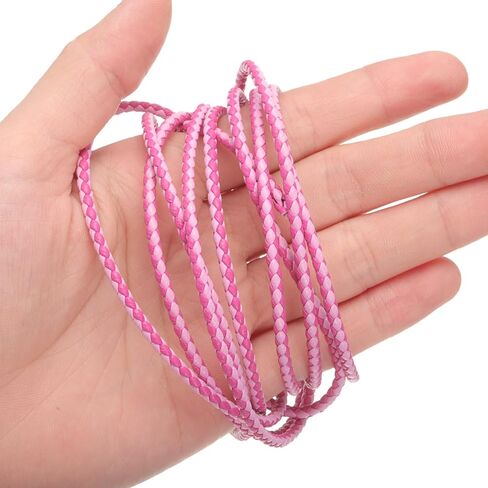 uxcell Braided Leather Cords, Round Leather Strap, Soft Jewelry Leather Rope for Jewelry Making, Tie Making, Necklaces (3mm, 2 Yards, Rose Red, Pink) in Saudi Arabia