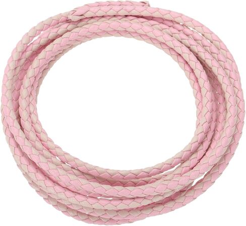 uxcell Braided Leather Cords, Round Leather Strap, Soft Jewelry Leather Rope for Jewelry Making, Tie Making, Necklaces (3mm, 2 Yards, Rose Red, Pink) in Saudi Arabia