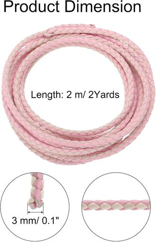 uxcell Braided Leather Cords, Round Leather Strap, Soft Jewelry Leather Rope for Jewelry Making, Tie Making, Necklaces (3mm, 2 Yards, Rose Red, Pink) in Saudi Arabia