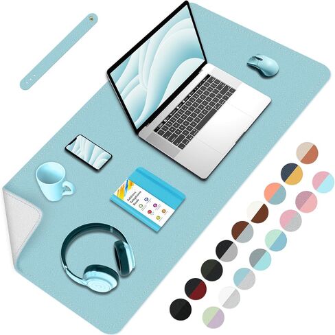 Bleswin Double-Sided Desk Mat, 23.6''×13.8'', PU Leather Mouse Pad, Waterproof Desk Pad, Laptop Leather Desk Mat, Protector for Keyboard and Mouse for Office and Home (Purple+Pink) in Kuwait