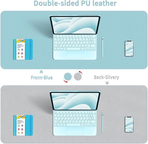 Bleswin Double-Sided Desk Mat, 23.6''×13.8'', PU Leather Mouse Pad, Waterproof Desk Pad, Laptop Leather Desk Mat, Protector for Keyboard and Mouse for Office and Home (Purple+Pink) in Kuwait