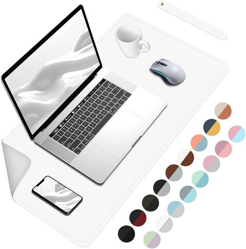 Bleswin Double-Sided Desk Mat, 23.6''×13.8'', PU Leather Mouse Pad, Waterproof Desk Pad, Laptop Leather Desk Mat, Protector for Keyboard and Mouse for Office and Home (Purple+Pink) in Kuwait