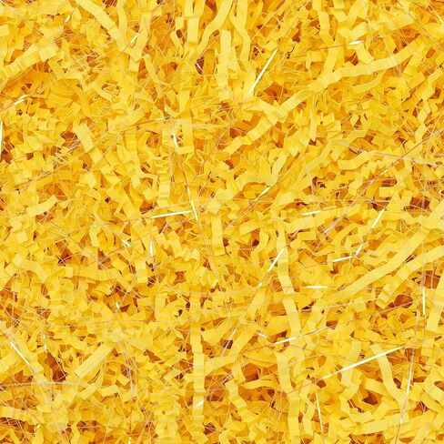 8oz Yellow Crinkle Cut Paper Shred Filler, Iridescent Easter Grass Confetti Shredded Paper for Gift Baskets Boxes Filling, Birthday Wedding Valentines Day Decoration in Kuwait