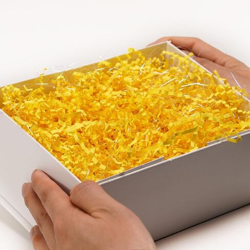 8oz Yellow Crinkle Cut Paper Shred Filler, Iridescent Easter Grass Confetti Shredded Paper for Gift Baskets Boxes Filling, Birthday Wedding Valentines Day Decoration in Kuwait