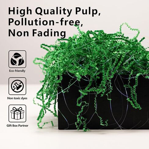 8oz Yellow Crinkle Cut Paper Shred Filler, Iridescent Easter Grass Confetti Shredded Paper for Gift Baskets Boxes Filling, Birthday Wedding Valentines Day Decoration in Kuwait